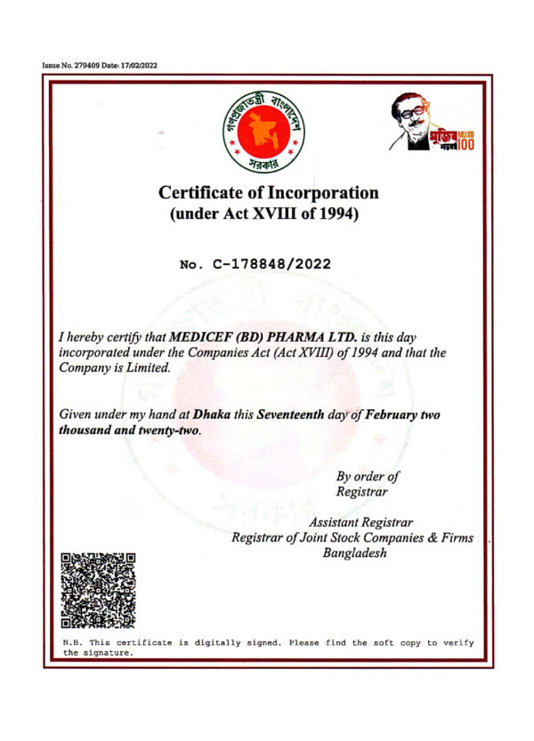 Certificate Of Incorporation Medicefbd 2607